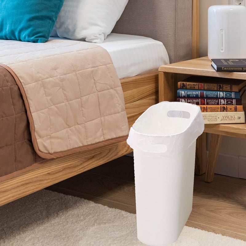 ROYFACC Small Trash Can Plastic Bathroom Wastebasket 3.2 Gallon Slim Garbage Container Bin with Handle for Home Kitchen Bathroom Bedroom Office, 2 Pack (White) - Image 2
